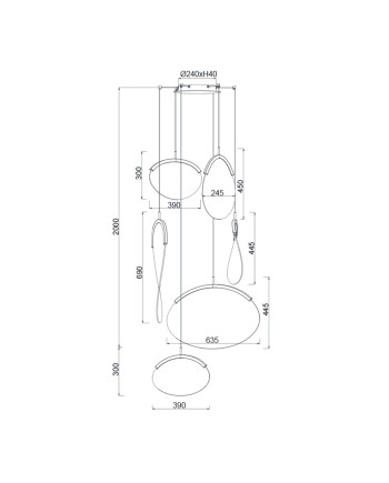 OASIS * LAMPARA LED 80W ORO - 6 COLGANTES- DIMABLE TRIAC